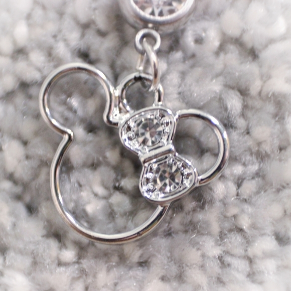 Silver Disney Minnie Mouse crystal bow belly ring - Picture 10 of 11